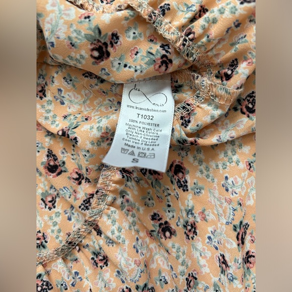 Les Amis Pink Floral Pattern Ruffle Peplum Top Size Small - Picture 5 of 8